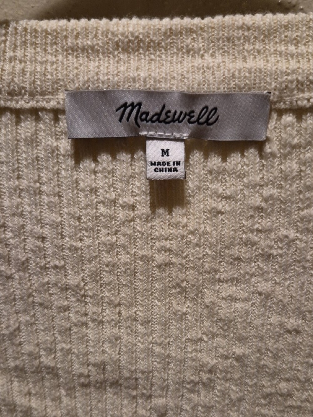 Madewell Cream Ribbed Scoop-Neck Button Cardigan - Picture 2 of 3